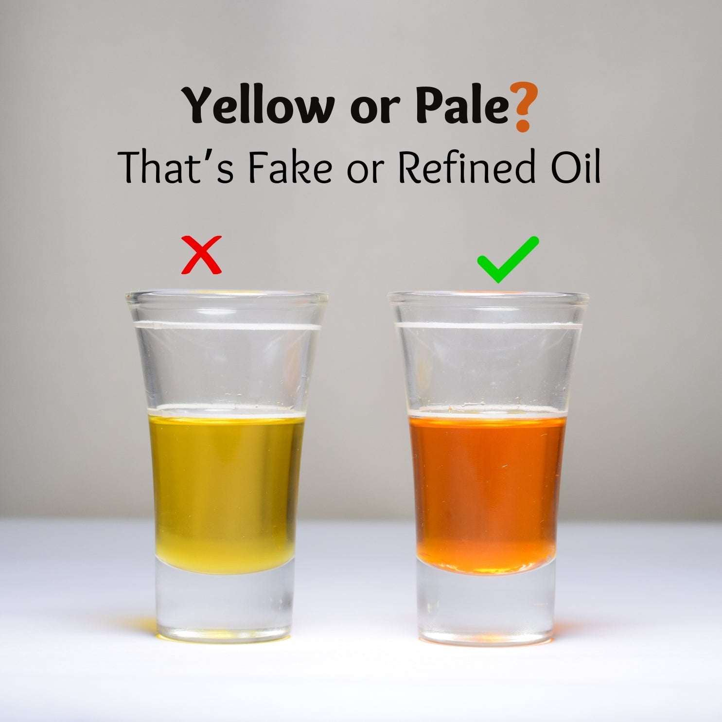 Comparison of cold-pressed rosehip oil showing pure quality; left glass has fake oil and right glass has natural rosehip oil for glowing skin.