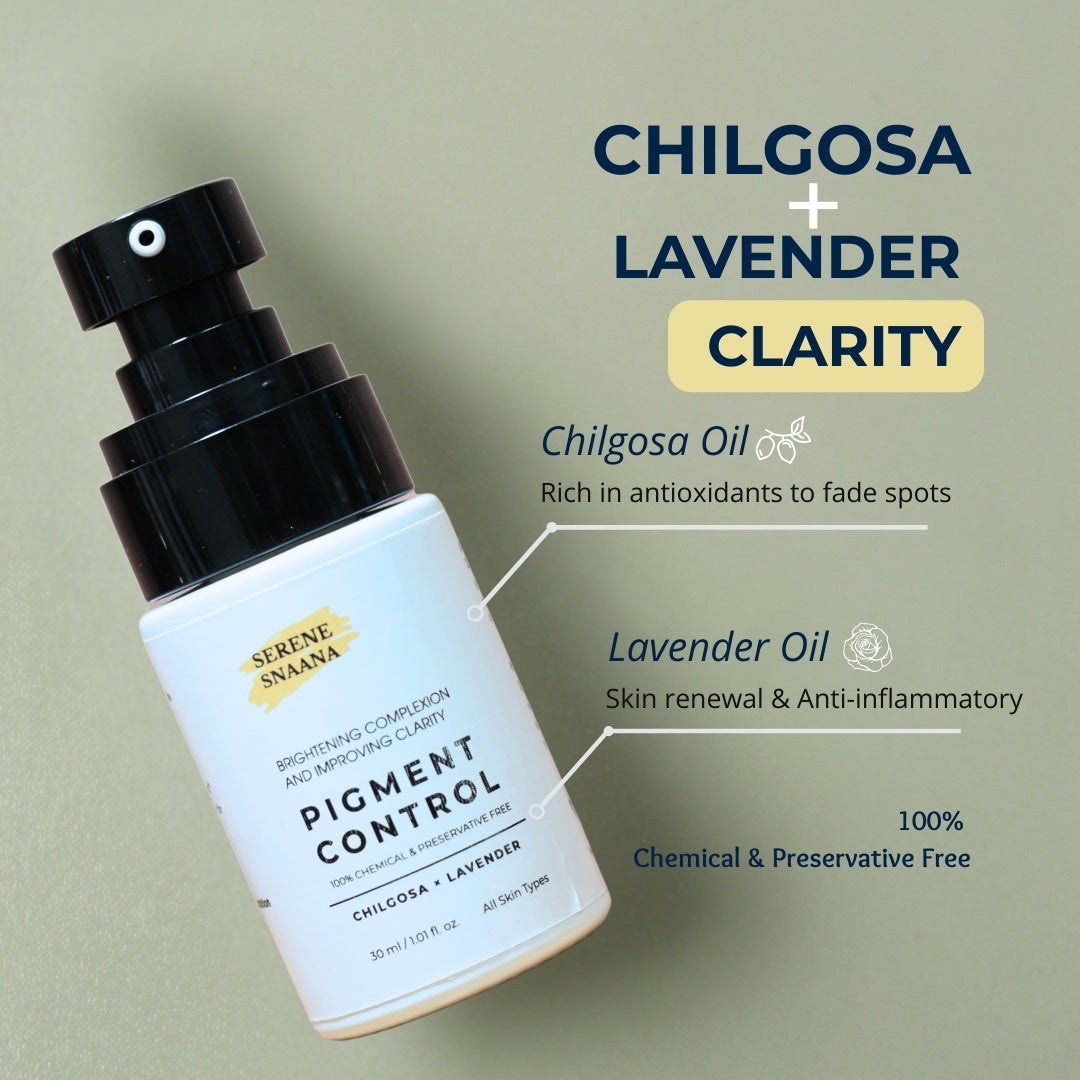 Natural pigment control oil for hyperpigmentation, discoloration, and uneven tone